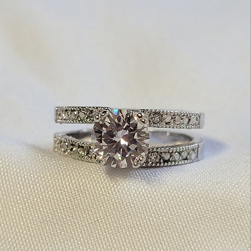 Split Shank Simulated Diamond Engagement Style Ring